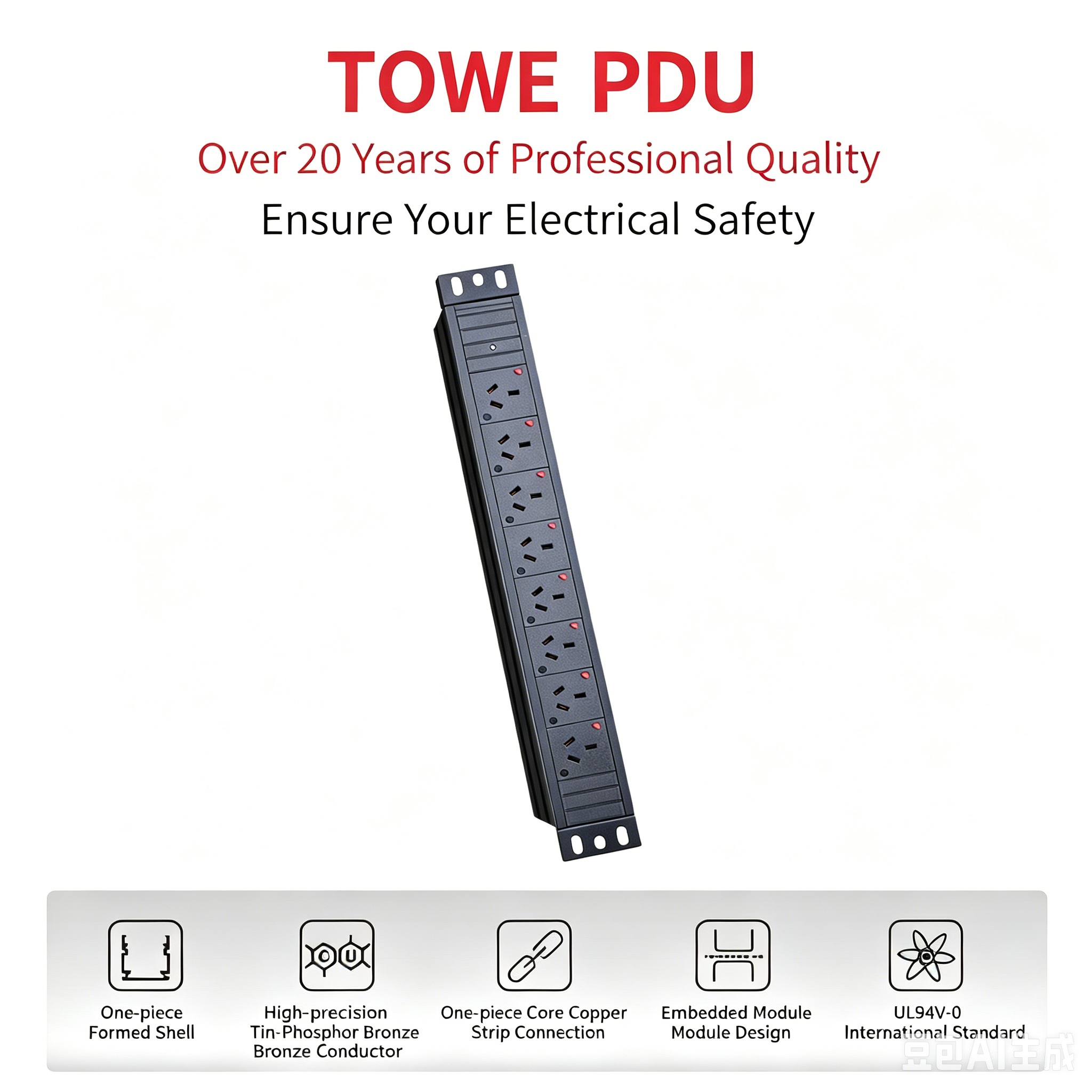 TOWE 1U 19 Inch Rack Mount Loc - Surge Protector Rack recensie en prijs