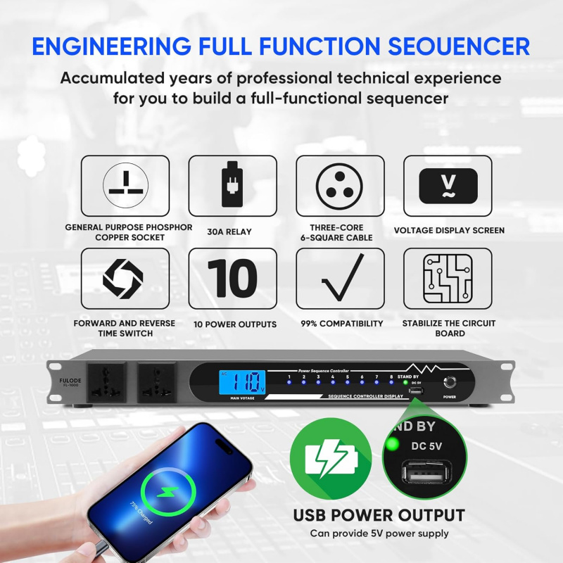 2000W 10 Socket Sequential Rac - Surge Protector Rack recensie en prijs