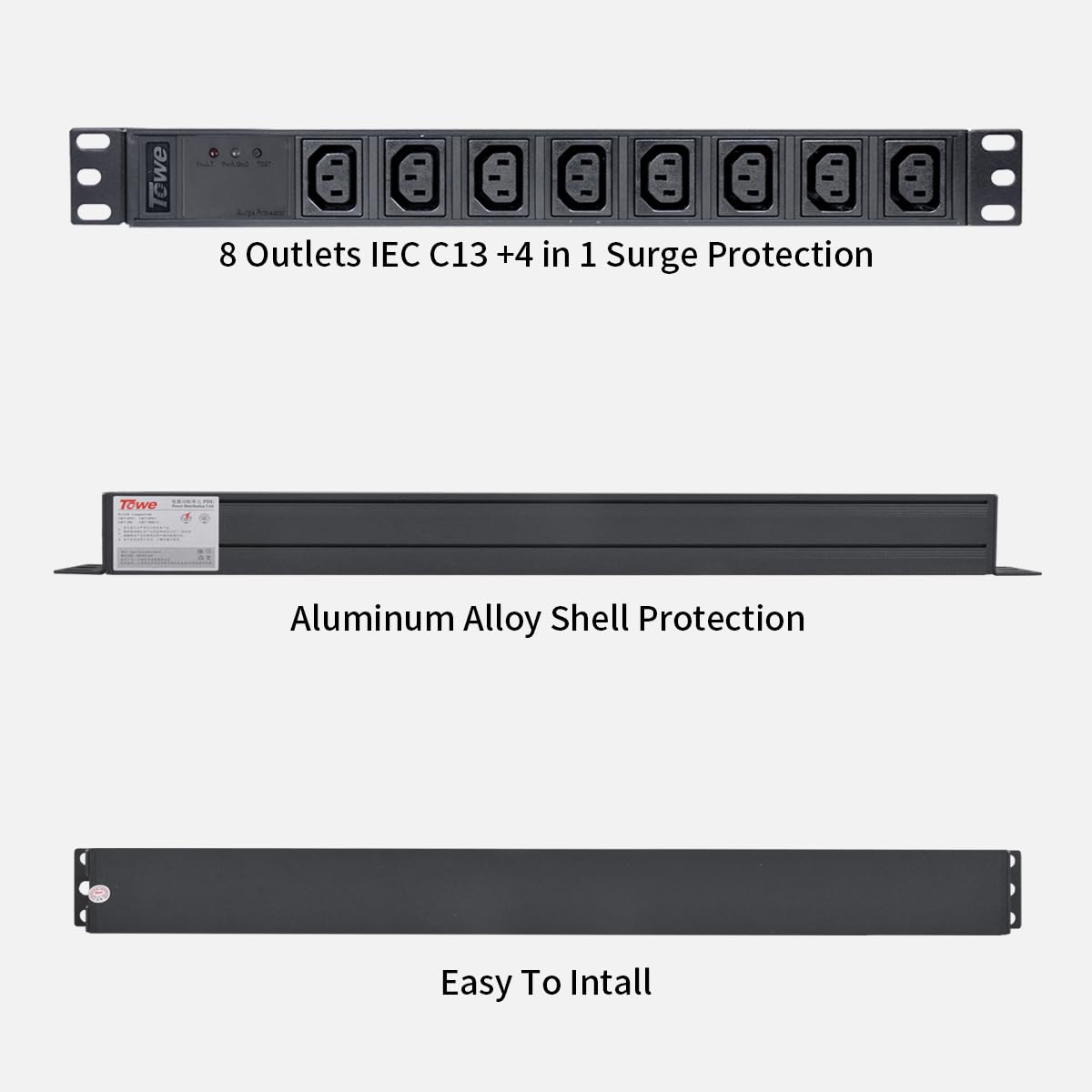 TOWE 8 Outlet IEC C13 Metal PD - Surge Protector Rack recensie en prijs